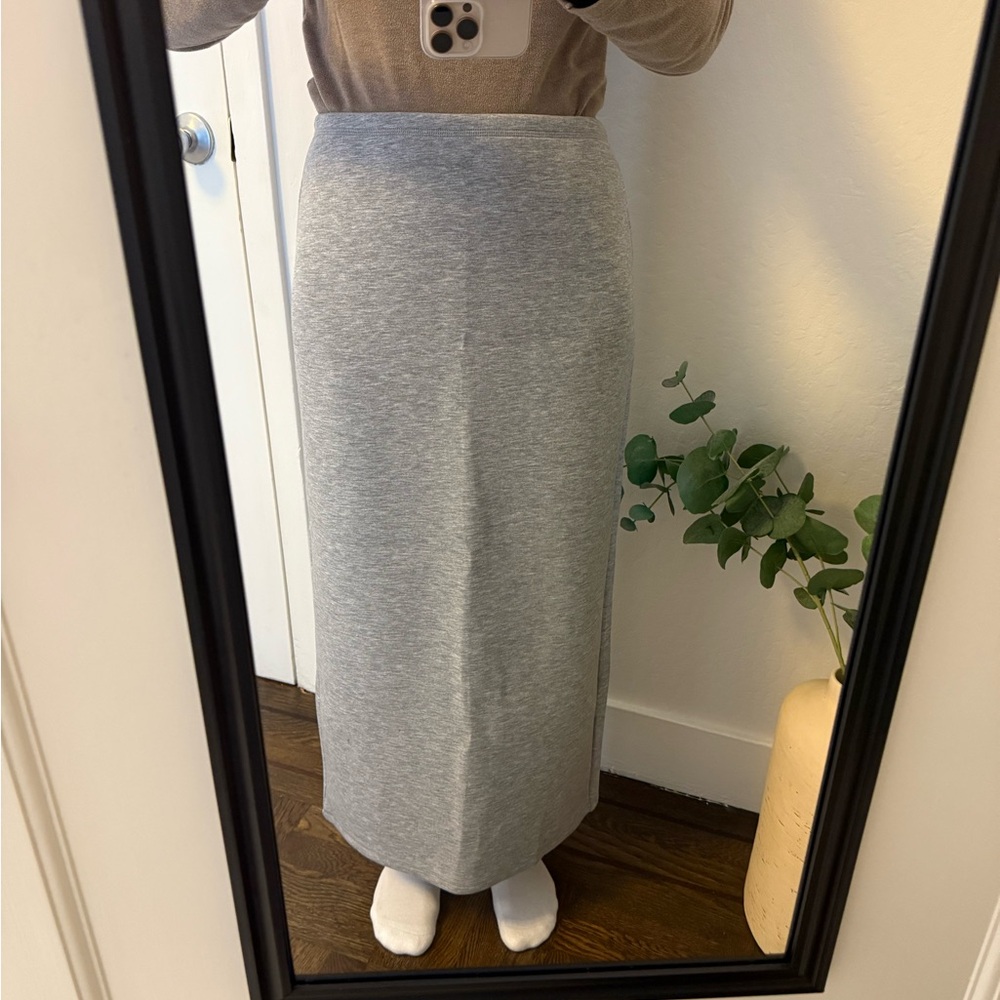 Gray Straight Maxi Winter Skirt